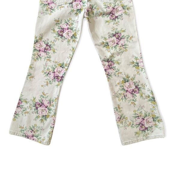 Ganni Betzy Floral Organic Cotton Blend‎ Flared Crop Jeans, size 27 - Picture 10 of 16